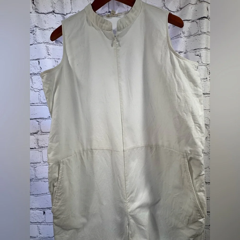 Eileen Fisher Cotton Hemp White Sleeveless Jumpsuit